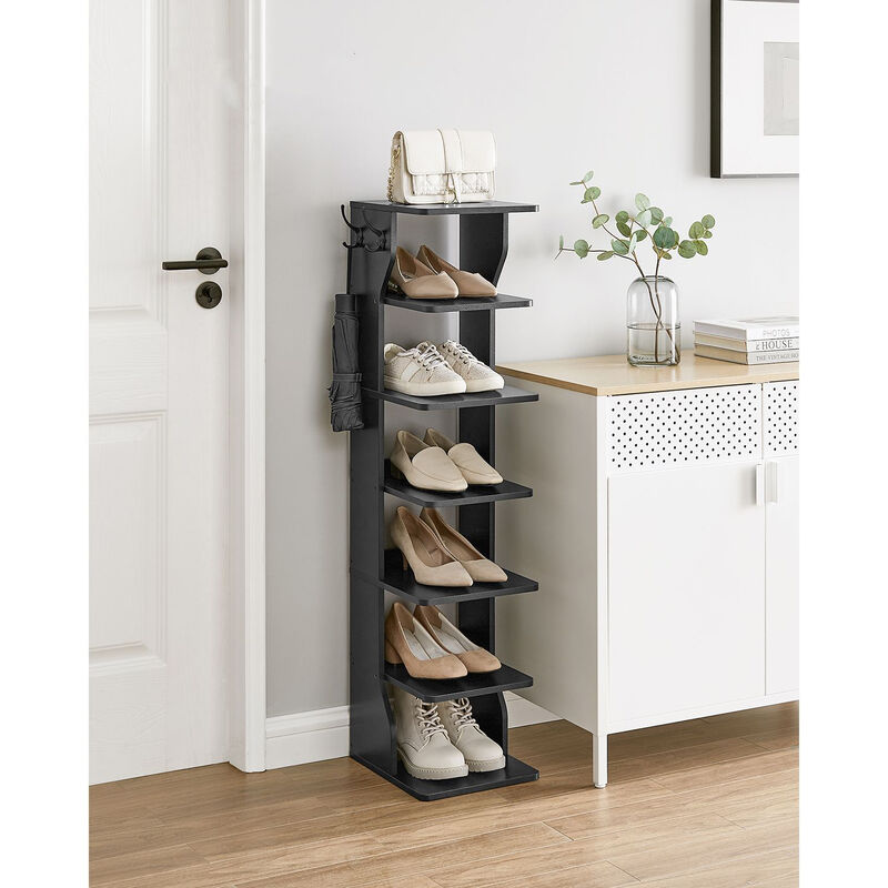 Narrow 6-Tier Shoe Organizer &ndash; Vertical Shelf Rack for Shoes in Small Hallways, Mudrooms or Bedrooms
