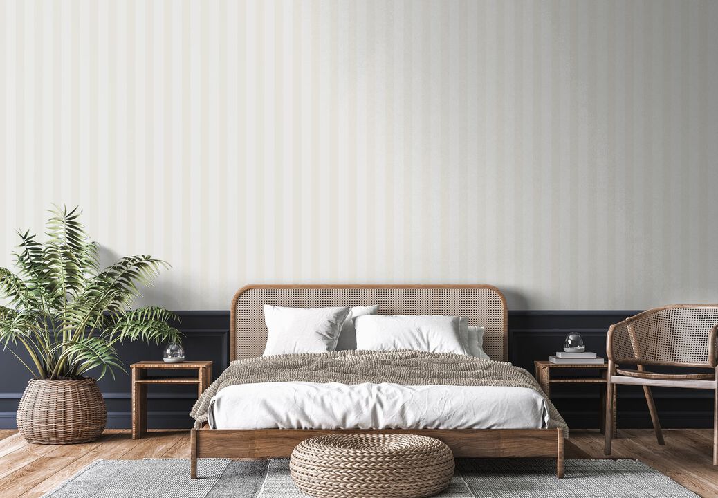 Style Sisters Flock Stripe White White Wallpaper SS21238