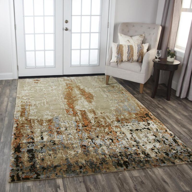 Hand Knotted Cut Pile Wool/ Viscose Rug, 9' x 12'