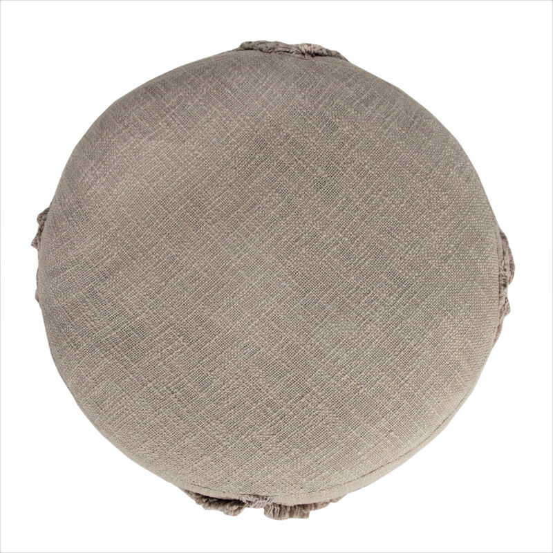 Cotton Cylinder Geometric Pouf Ottoman – Round Upholstered Footrest for Living Room