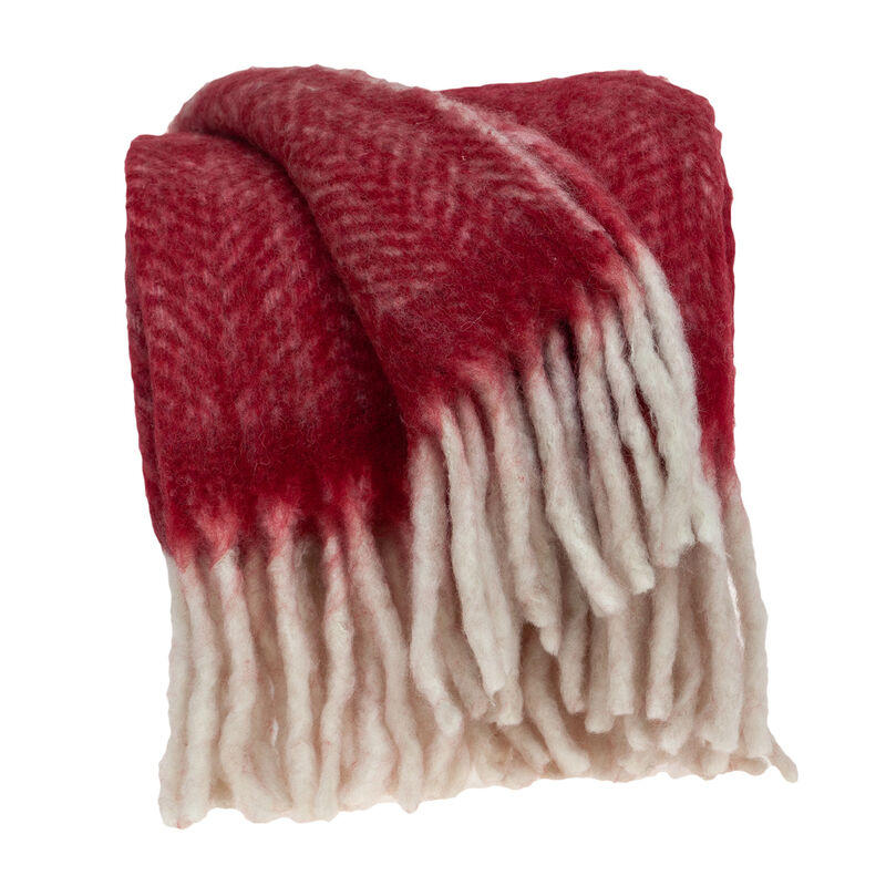 HomeRoots Red Woven Acrylic Solid Color Reversable Throw image number 0