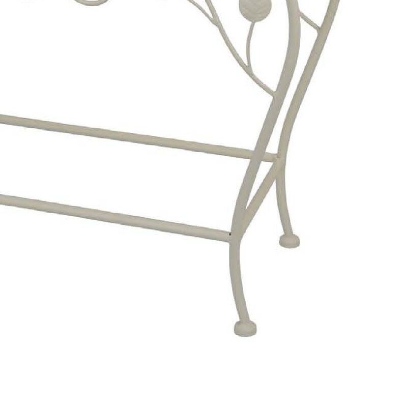 Philip Plant Stand Table, Scrolled Vine Details, Curved White Metal