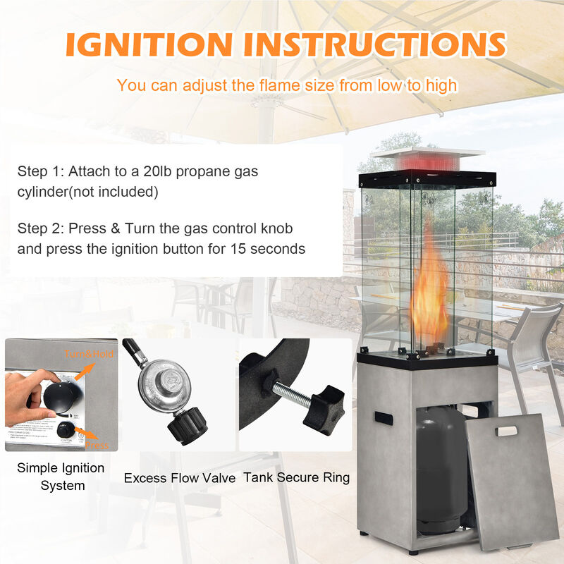 41 000 BTU Propane Patio Heater with Metal Hood