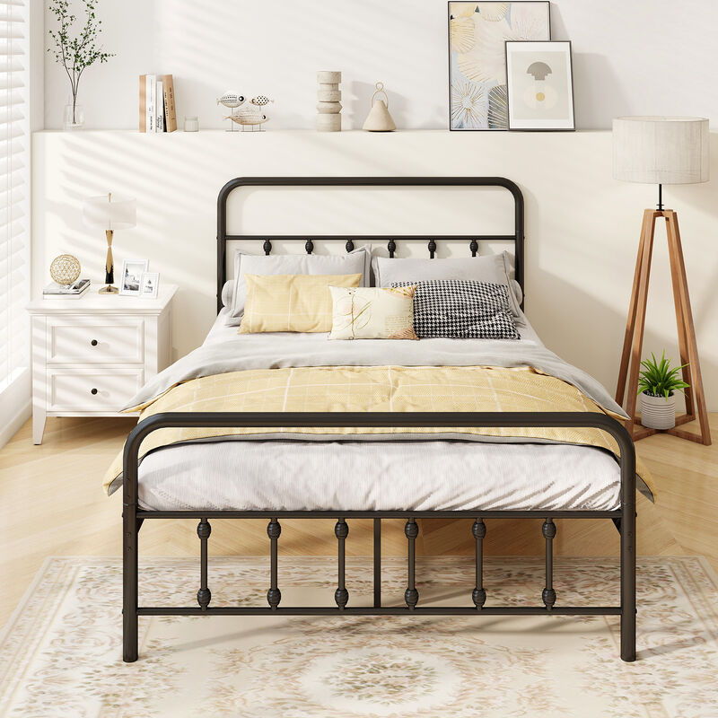 Modern Bed Frame with Headboard and Built-In Under Bed Storage-Black image number 7
