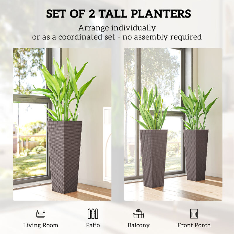 Hivvago 32 Inch Tall Planters for Porch & Garden image number 3