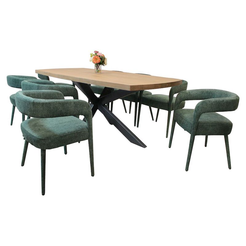 Logan 82 Dining Table with 4 sets of Galway Teal Side Chairs