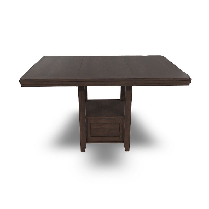 Hado Counter Height Table, 42-60 Inch Extendable Square, Dark Brown