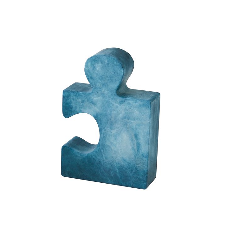 Alabaster Jigsaw Bookends Blue Pair