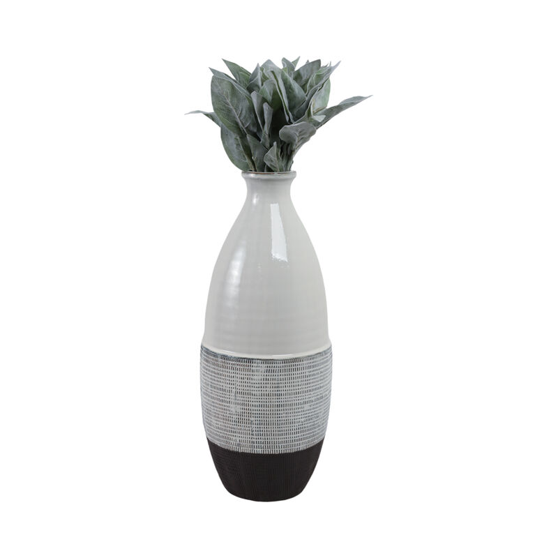 22x9" Textured Bottom Vase, Grey image number 1