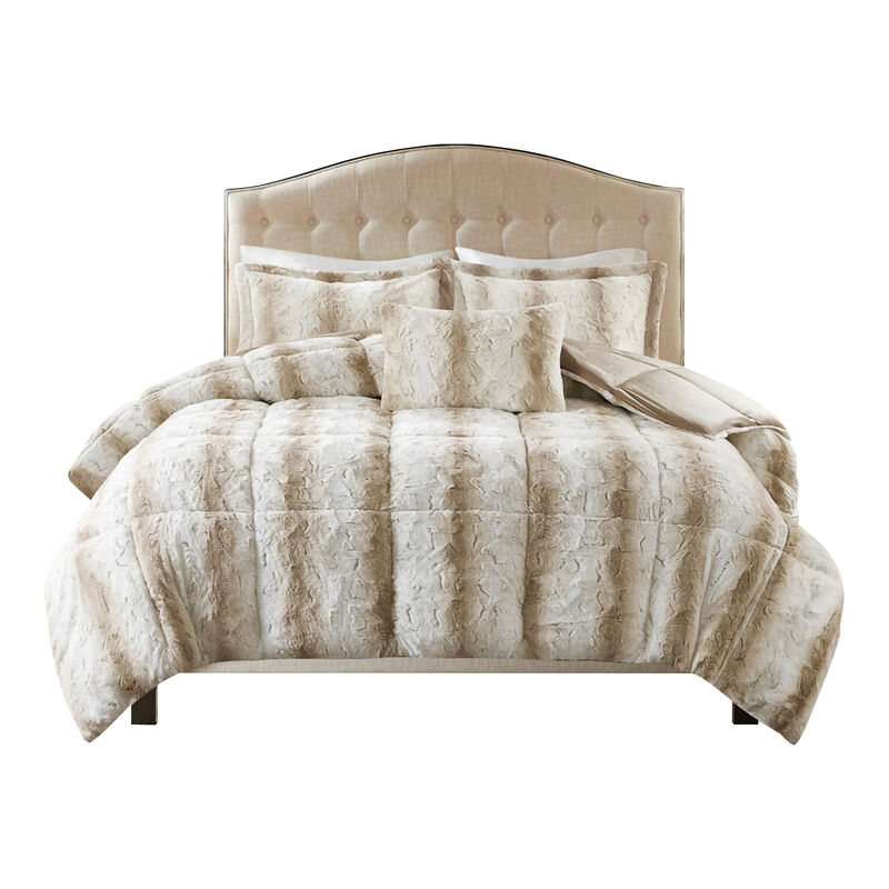 Gracie Mills Shawn 4-Peice Soft Faux Fur to Mink Comforter Set