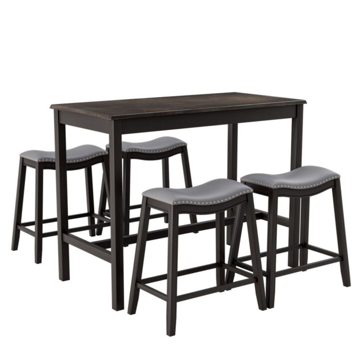 Dining Set with 4 Upholstered Stools set of 5