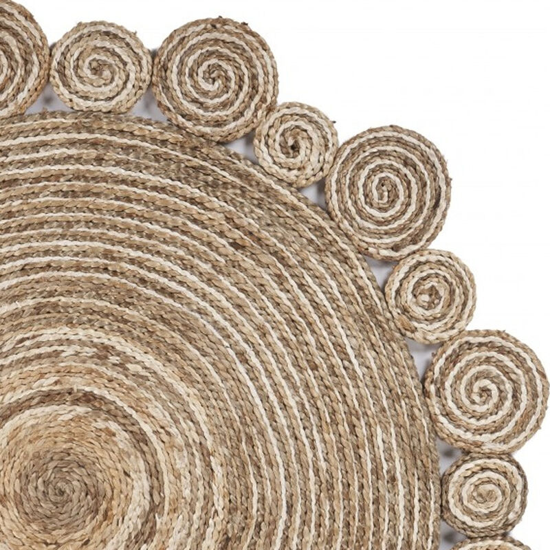 HomeRoots Jute Abstract Geometric Hand Braided Area Rug image number 3