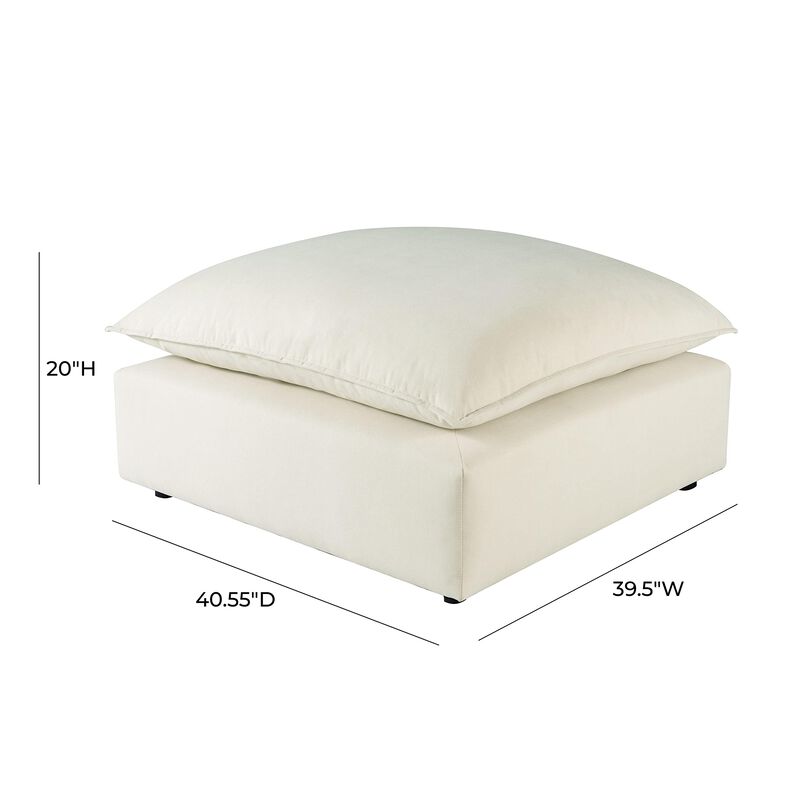 TOV Furniture Cali Natural Upholstered Ottoman in LiveSmart Performance Fabric image number 2
