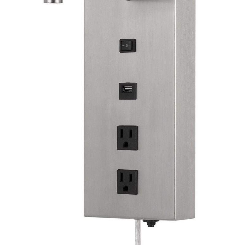 Rexi 19 Inch Modern Metal Wall Lamp, USB, 2 Power Outlets image number 4