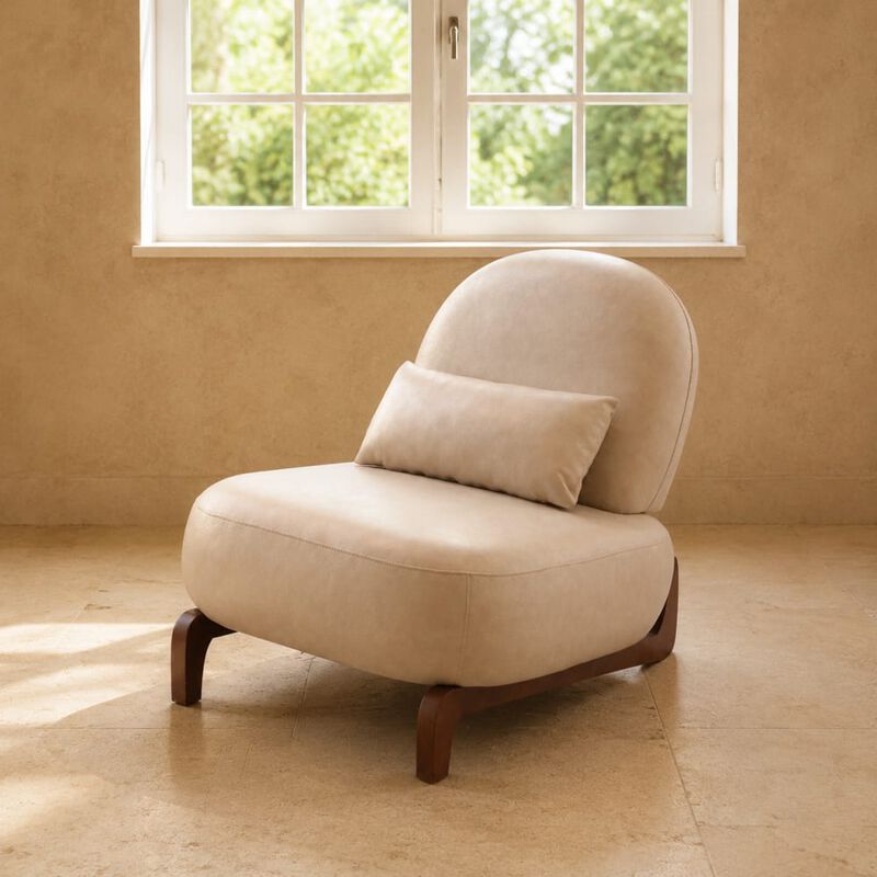 GOODSILO Armless Accent Chair with Plush Cushion and Solid Wood Legs, Soft Upholstered Seating for Living Room Bedroom Apartment Balcony Waiting Room image number 3