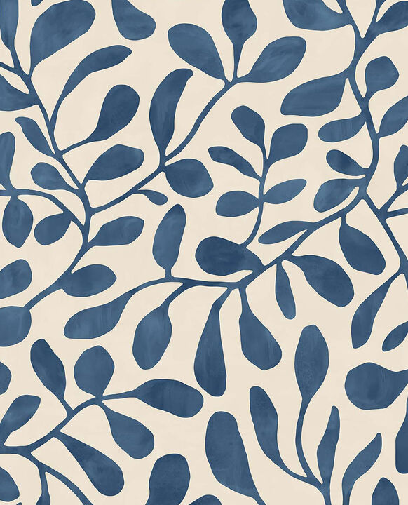 Fiona Dark Blue Leafy Vines Wallpaper