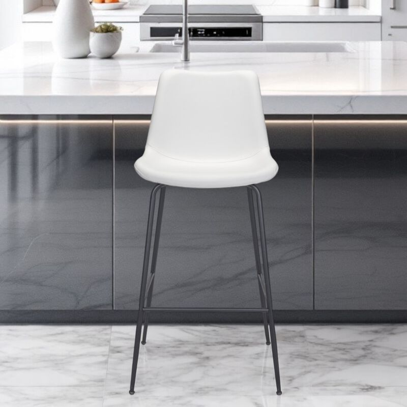 Hivvago 31 Inch White And Black Steel Low Back Bar Height Bar Chair