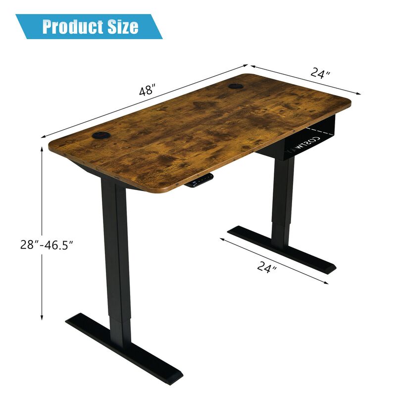 48-inch Electric Height Adjustable Standing Desk with Control Panel