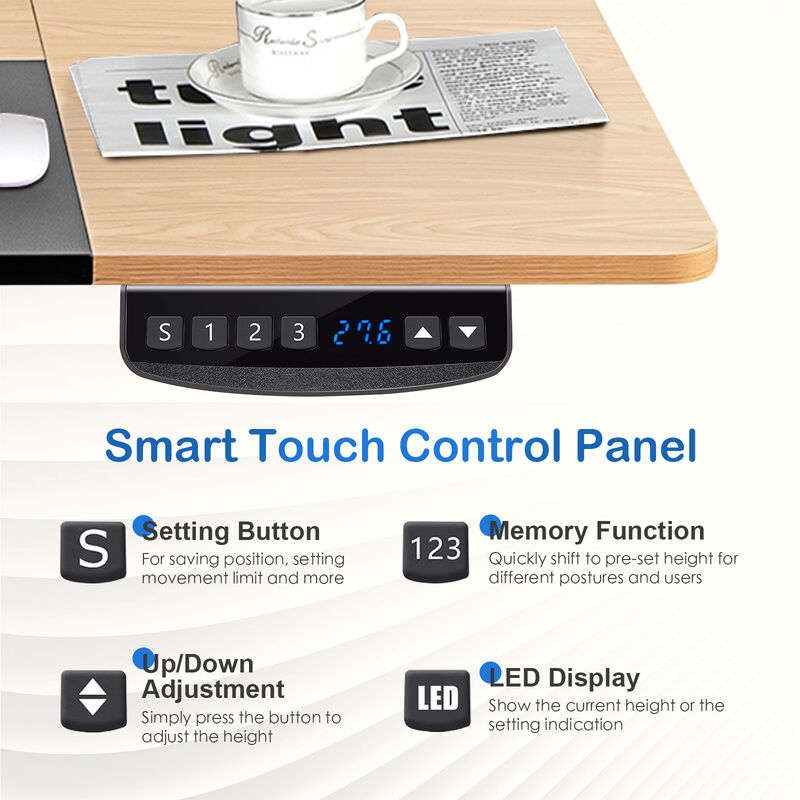 Costway Electric Sit Stand Desk Frame Dual-motor Height-adjustable Standing Desk Base with 3 Memory Positions & Touch Control Panel Home Office Black