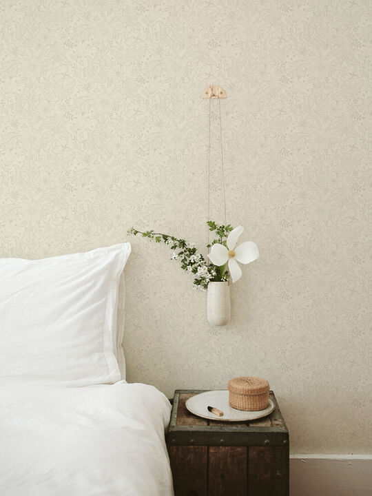 Wilma White Block Print Wallpaper