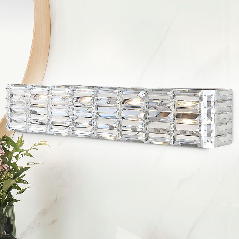 Evelyn Crystal Rectangle Ironcrystal Glam Modern LED Vanity Light