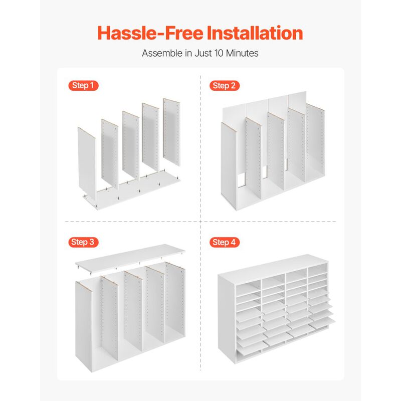 Wooden Literature Organizer with Adjustable Shelves, 36 Slot Mailbox for Office & Classroom image number 7