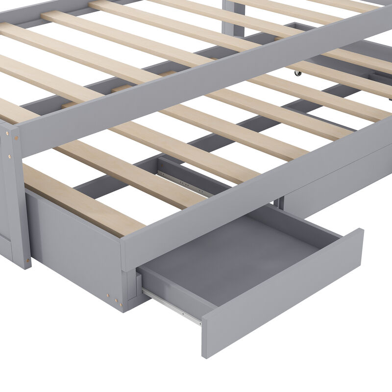 Merax Twin XL Size Platform Bed with Storage LED Headboard