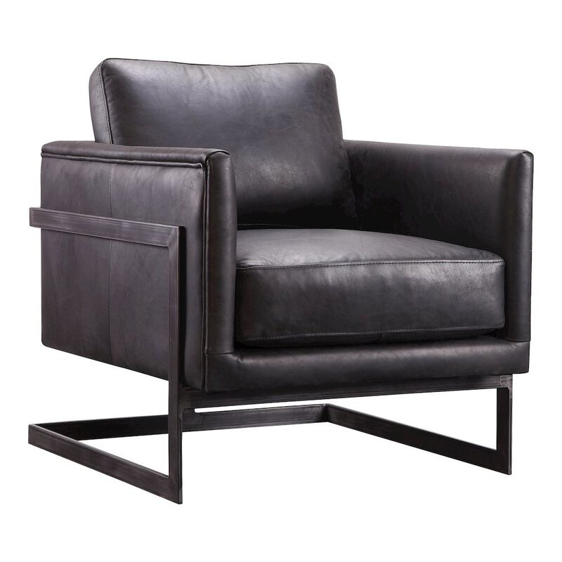 Starlight Canyon Home Modern Armchair with Black Leather Seat and Sturdy Metal Frame image number 0