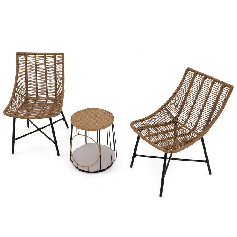 Outdoor 3-Piece Conversation Set with Pet House for Patio Yard &ndash; Brown image number 0