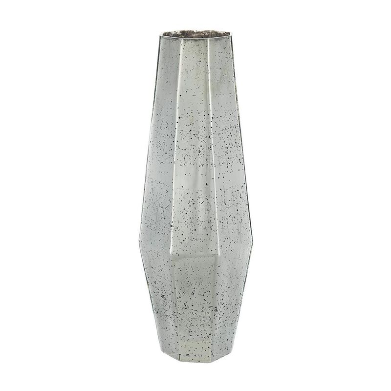 HomeRoots 20" Antiqued Silver Glass Cylinder Table Vase image number 0