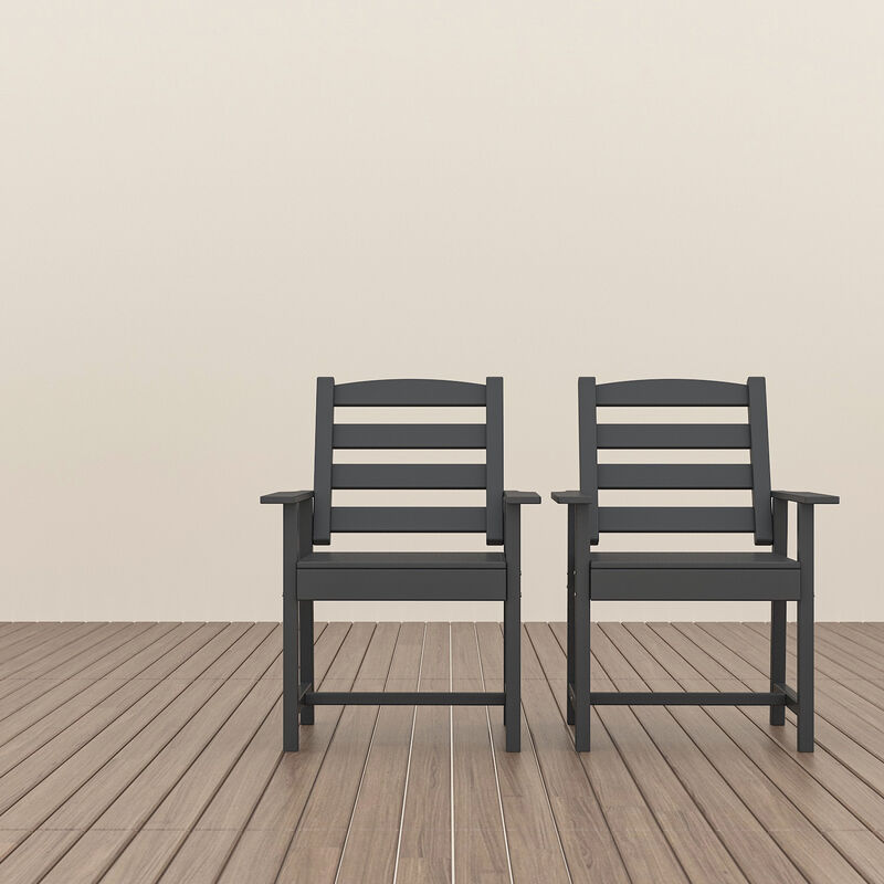 FUFU&GAGA HDPE Patio Dining Chair with Armrests, Waterproof, UV Resistant (Pack of 2) (23.6" W x 18.9" D x 33.5" H),Black