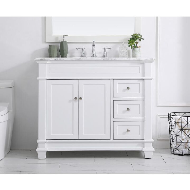 Elegant Kitchen and Bath 42 inch Single Bathroom Vanity set in White