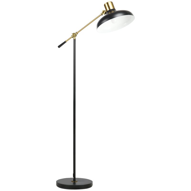 Black Industrial Light: Standing Lamp with Balance Arm & Adjustable Head