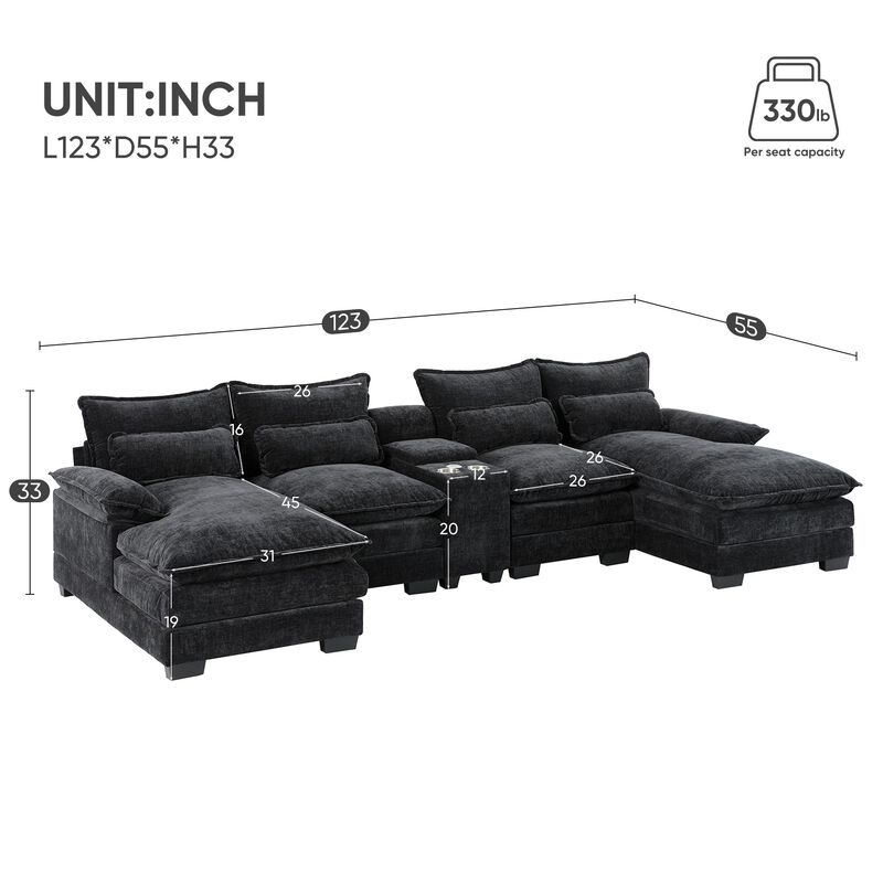 Bimkom U-Shaped Chenille Sectional Sofa image number 9