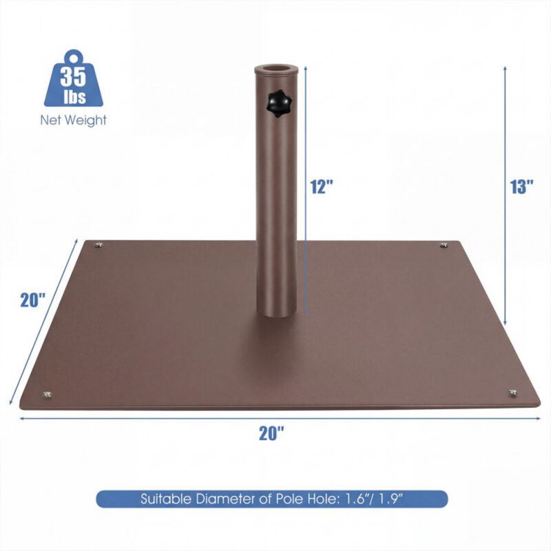 20 Inches Patio Umbrella Base Stand with 4 Adjustable Footpads image number 3