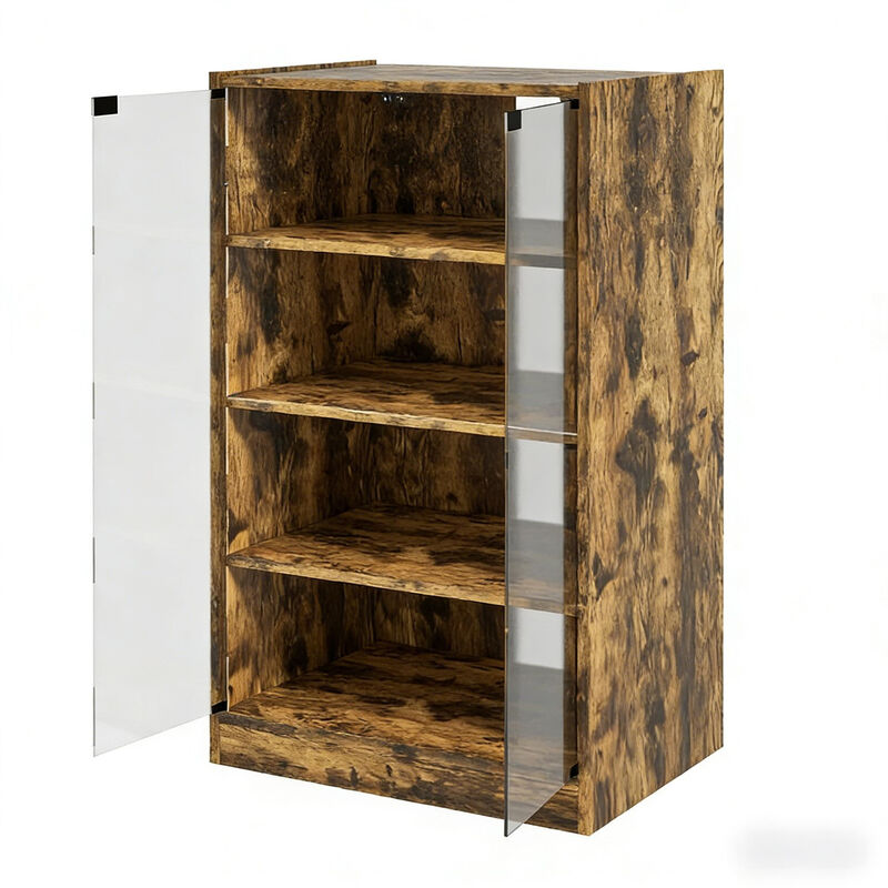 4-Tier Media Storage Cabinet, Audio Rack with Tempered Glass Doors - Adjustable Shelves image number 0