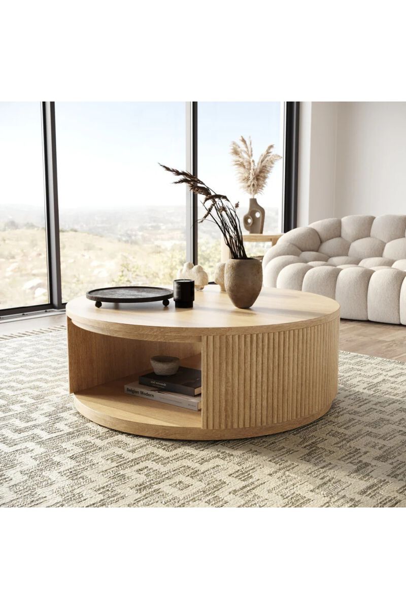 Natural Acacia Round Coffee Table | OROA Modern Jacobson image number 5