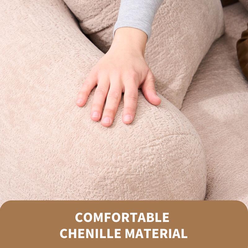 TATEUS Curved Chenille 30D Sponge Loveseat