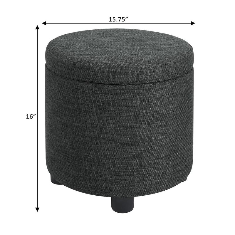 Convience Concept, Inc. Designs 4 Comfort Round Accent Storage Ottoman with Reversible Tray Lid