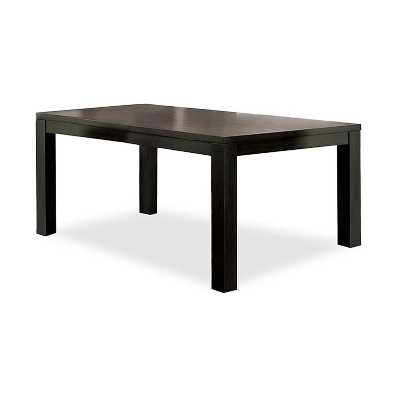 Renu 7pc Dining Table and Chair Set, 72 Inch Top, Gray Linen, Black - Benzara