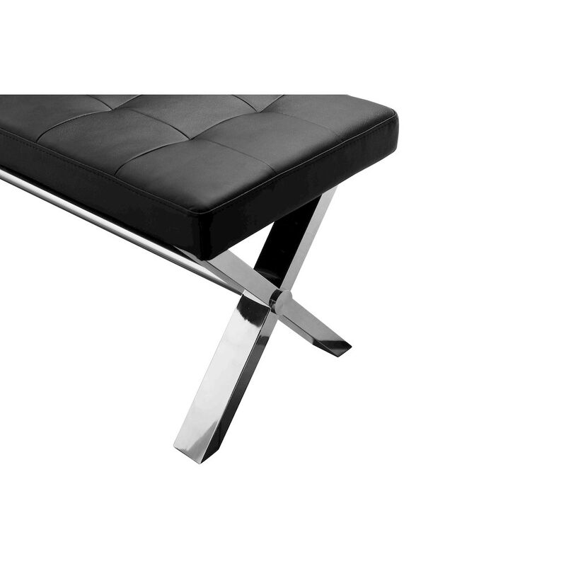 Pangea Home Beverly Bench Faux Leather Black