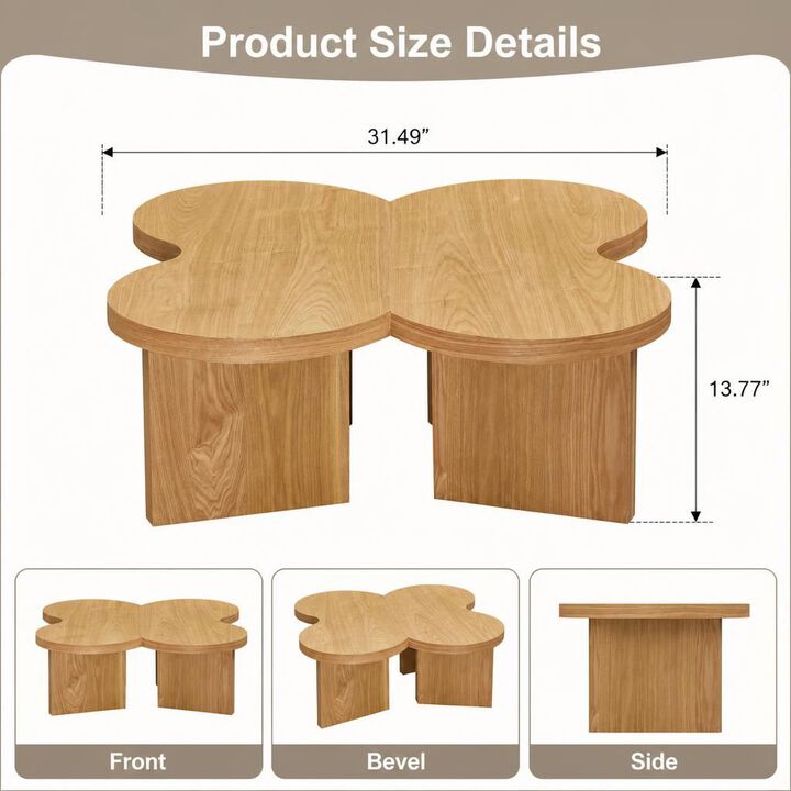 GOODSILO Modern Butterfly Shaped Coffee Table Functional Split Design Versatile Accent Table for Living Room Bedroom Office