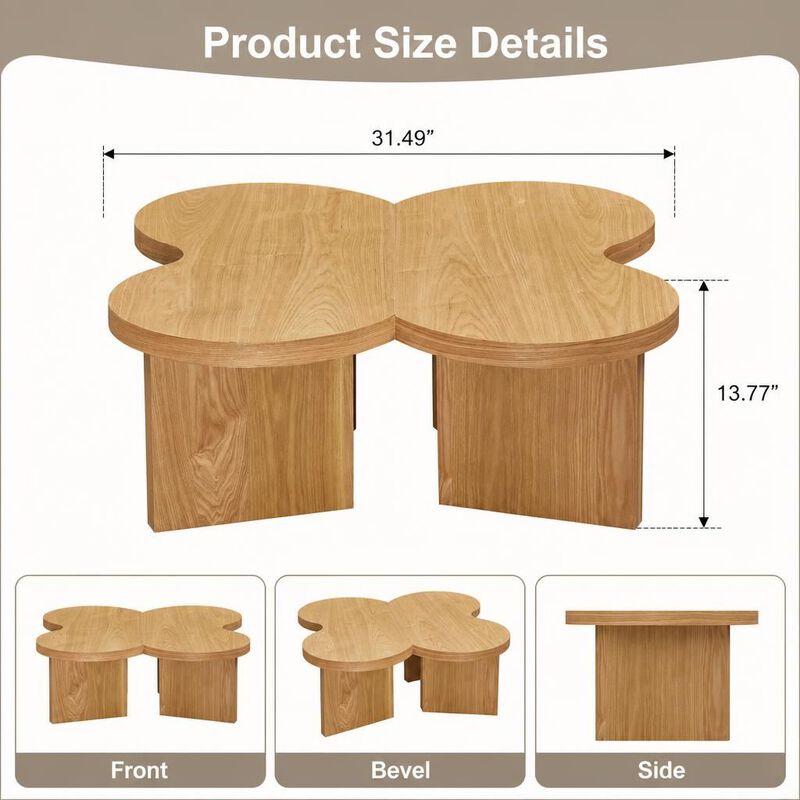 GOODSILO Modern Butterfly Shaped Coffee Table Functional Split Design Versatile Accent Table for Living Room Bedroom Office image number 1
