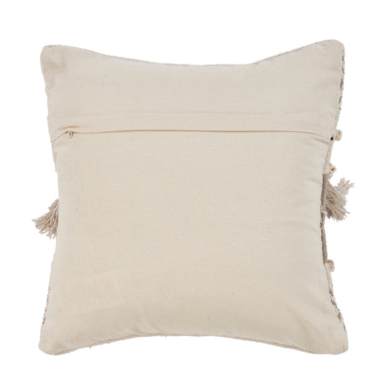 HomeRoots Set of Two Beige Striped Cotton Throw Pillow With Fringe image number 4