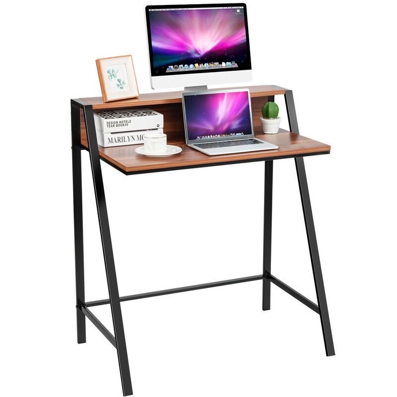2 Tier Computer Desk PC Laptop Table Study Writing Home Office Workstation
