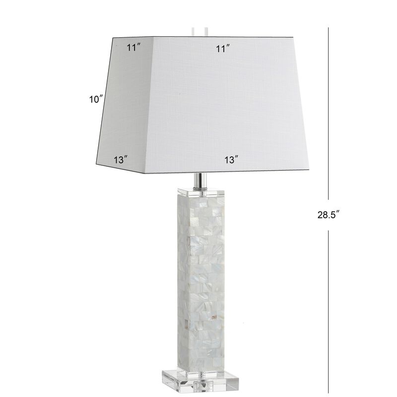 Noelle 28.5" Seashell LED Table Lamp, White (Set of 2)