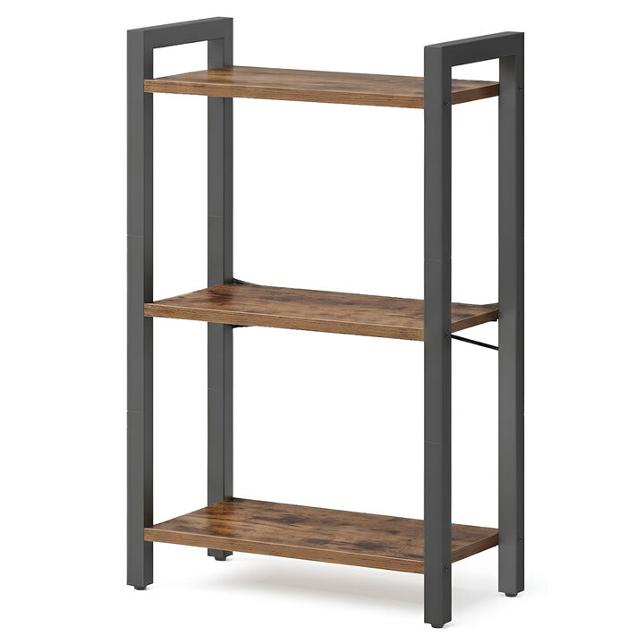 3 Tier Bookshelf Steel Frame Tall Shelf Organizer Rack