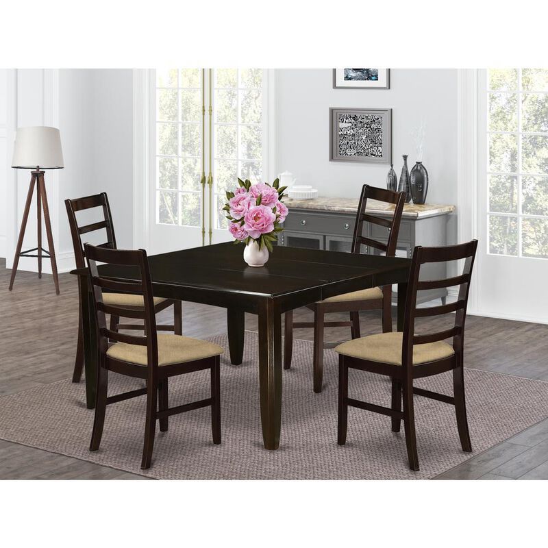 5 Pc Dining set-Table with Leaf and 4 Kitchen Chairs.