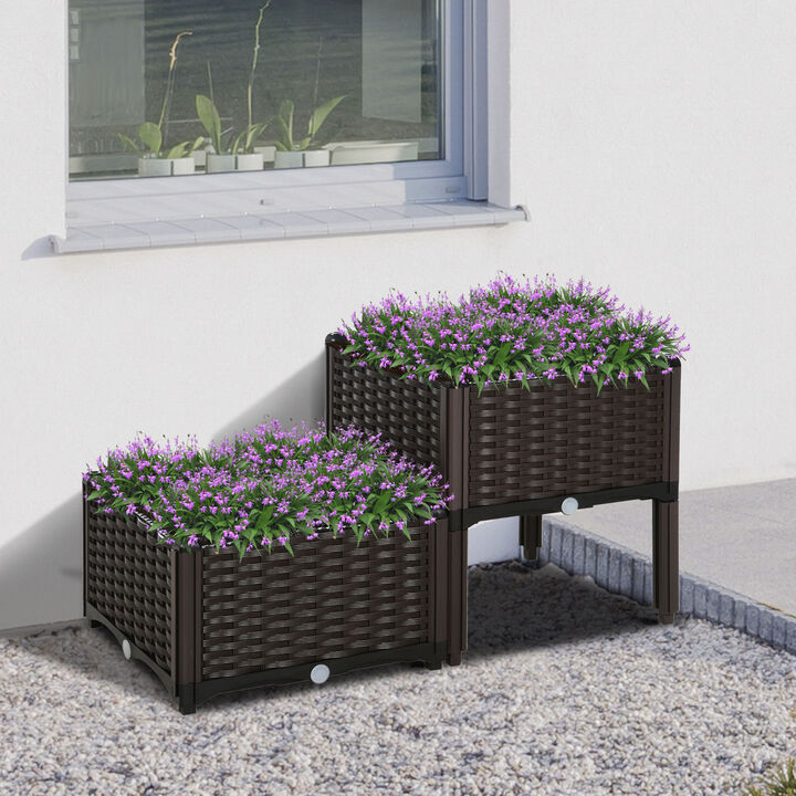 Hivvago Self-Watering Raised Garden Bed 2-Piece Planter Set