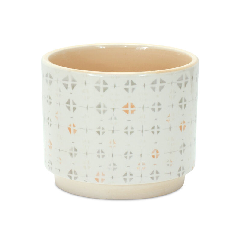 Hivvago White Set of Three Dolomite 2.77056 ounce Round Pot Planter